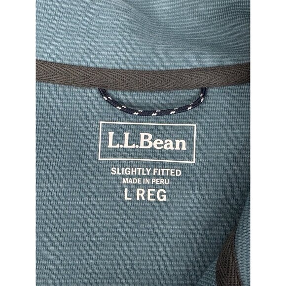 NWT LL Bean Bold Coast Pullover Men’s Large Regular Storm Teal Snap 523182 - Picture 5 of 12